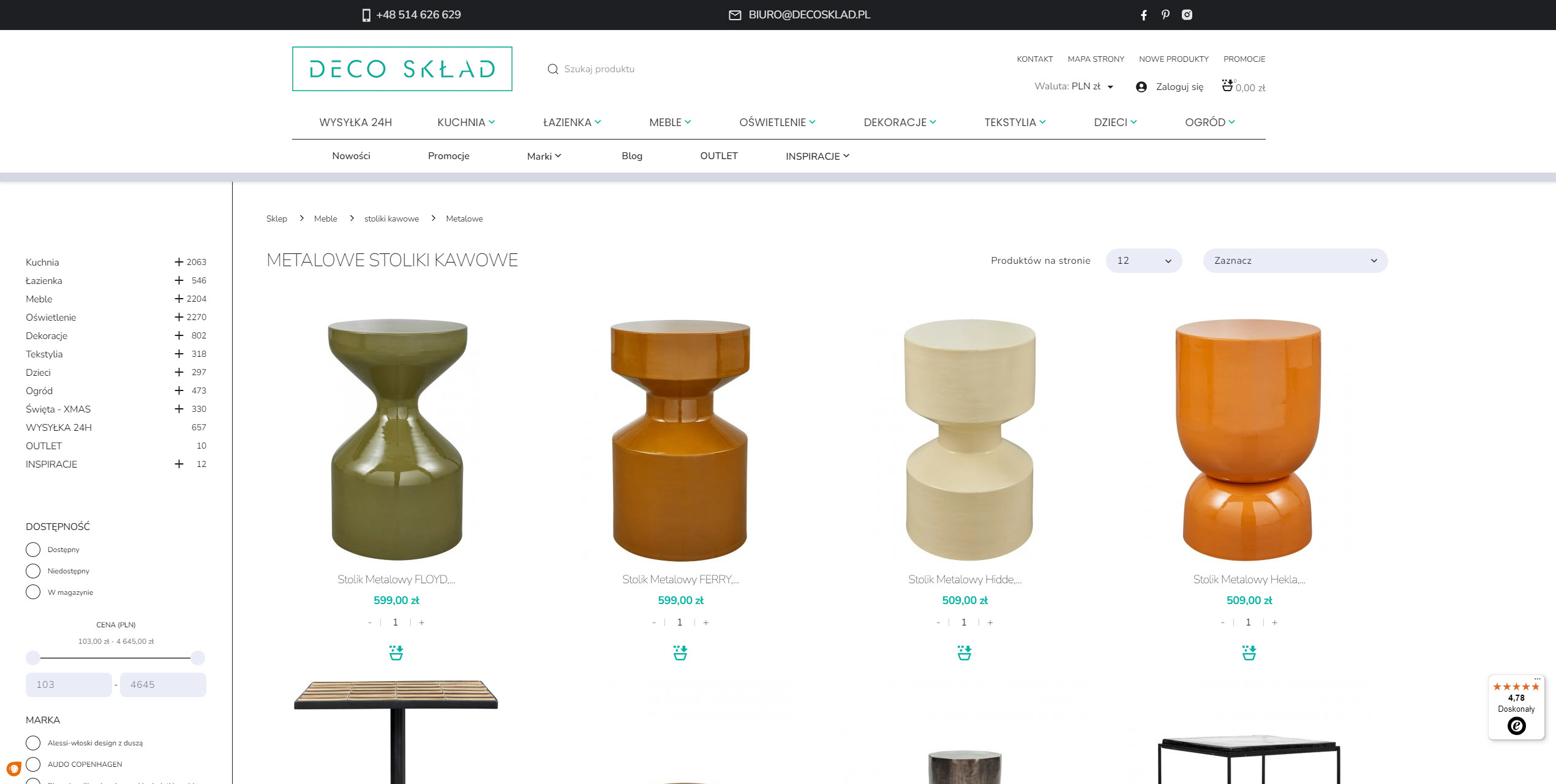 Czarne, złote, matowe - wykończenia metalowych stolików kawowych a charakter wnętrza